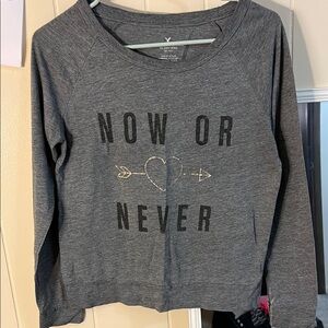 Gray Graphic Sweatshirt with Heart and Arrow